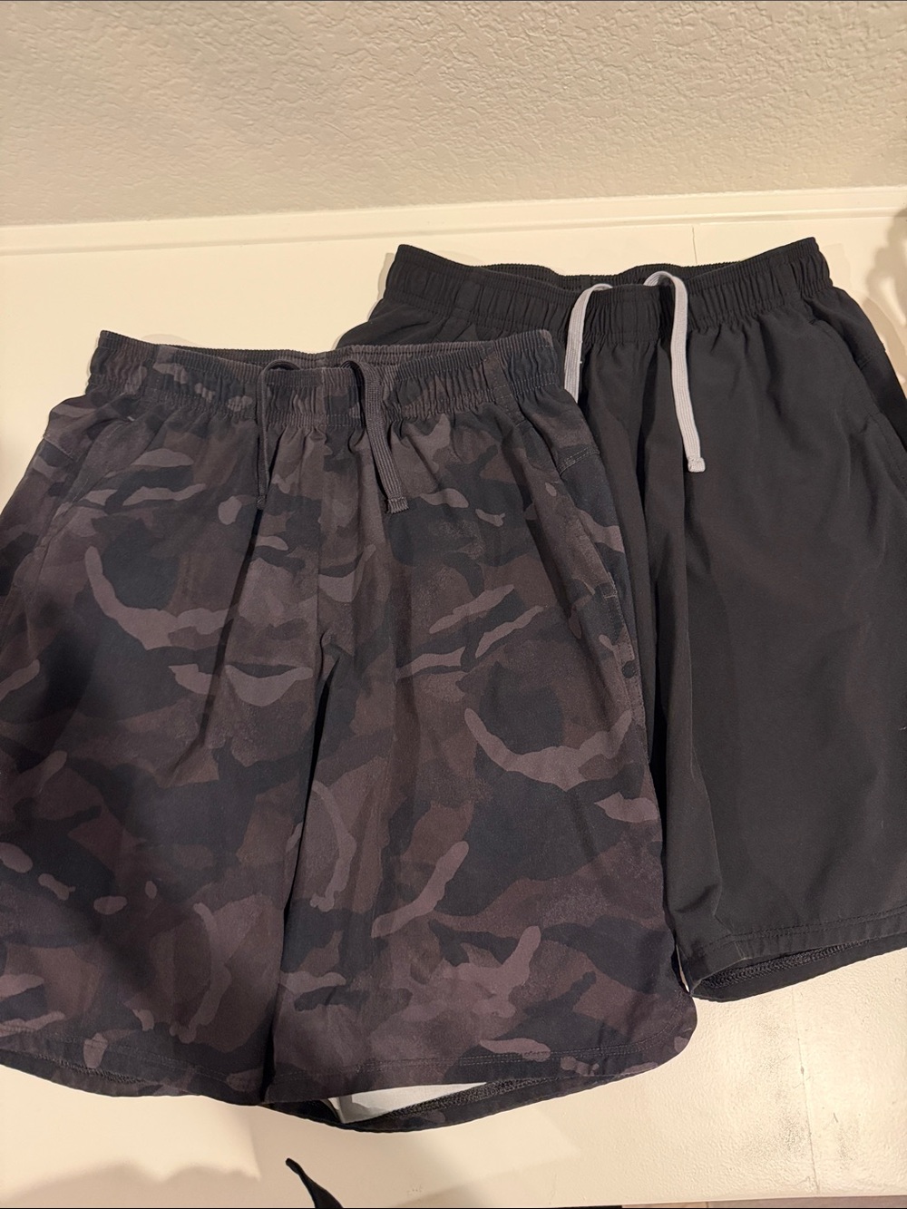 all in motion Black Camo & Solid Black Kids Athletic Shorts Set